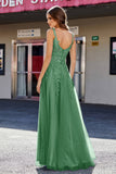 Lace Applique Corset Top Tulle Prom Party Gown Formal Evening Dresses