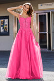 Lace Applique Corset Top Tulle Prom Party Gown Formal Evening Dresses
