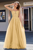 Lace Applique Corset Top Tulle Prom Party Gown Formal Evening Dresses