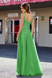 Lace Applique Corset Top Tulle Prom Party Gown Formal Evening Dresses