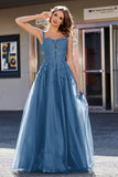 Lace Applique Corset Top Tulle Prom Party Gown Formal Evening Dresses