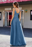 Lace Applique Corset Top Tulle Prom Party Gown Formal Evening Dresses