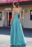 Lace Applique Corset Top Tulle Prom Party Gown Formal Evening Dresses