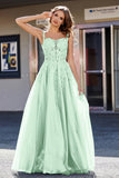 Lace Applique Corset Top Tulle Prom Party Gown Formal Evening Dresses
