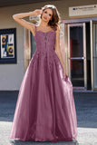 Lace Applique Corset Top Tulle Prom Party Gown Formal Evening Dresses