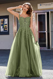 Lace Applique Corset Top Tulle Prom Party Gown Formal Evening Dresses