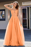 Lace Applique Corset Top Tulle Prom Party Gown Formal Evening Dresses