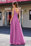 Lace Applique Corset Top Tulle Prom Party Gown Formal Evening Dresses