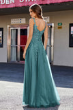 Lace Applique Corset Top Tulle Prom Party Gown Formal Evening Dresses