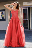 Lace Applique Corset Top Tulle Prom Party Gown Formal Evening Dresses