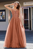 Lace Applique Corset Top Tulle Prom Party Gown Formal Evening Dresses