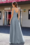 Lace Applique Corset Top Tulle Prom Party Gown Formal Evening Dresses