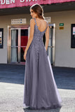 Lace Applique Corset Top Tulle Prom Party Gown Formal Evening Dresses