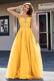 Lace Applique Corset Top Tulle Prom Party Gown Formal Evening Dresses