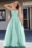 Lace Applique Corset Top Tulle Prom Party Gown Formal Evening Dresses