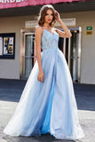 Lace Sequined Corset Bodice Long Tulle Prom Party Dress Formal Evening Ball Gowns with Slit