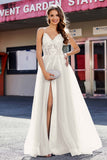 Lace Sequined Corset Bodice Long Tulle Prom Party Dress Formal Evening Ball Gowns with Slit