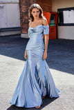 Sweetheart Sweep Train Pleated Satin Formal Evening Mermaid Gown Prom Party Dresses
