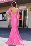 Sweetheart Sweep Train Pleated Satin Formal Evening Mermaid Gown Prom Party Dresses