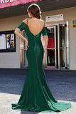 Sweetheart Sweep Train Pleated Satin Formal Evening Mermaid Gown Prom Party Dresses