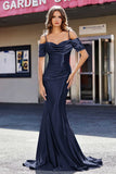 Sweetheart Sweep Train Pleated Satin Formal Evening Mermaid Gown Prom Party Dresses