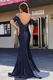 Sweetheart Sweep Train Pleated Satin Formal Evening Mermaid Gown Prom Party Dresses