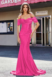 Sweetheart Sweep Train Pleated Satin Formal Evening Mermaid Gown Prom Party Dresses