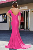 Sweetheart Sweep Train Pleated Satin Formal Evening Mermaid Gown Prom Party Dresses