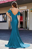 Sweetheart Sweep Train Pleated Satin Formal Evening Mermaid Gown Prom Party Dresses