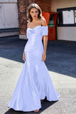 Sweetheart Sweep Train Pleated Satin Formal Evening Mermaid Gown Prom Party Dresses