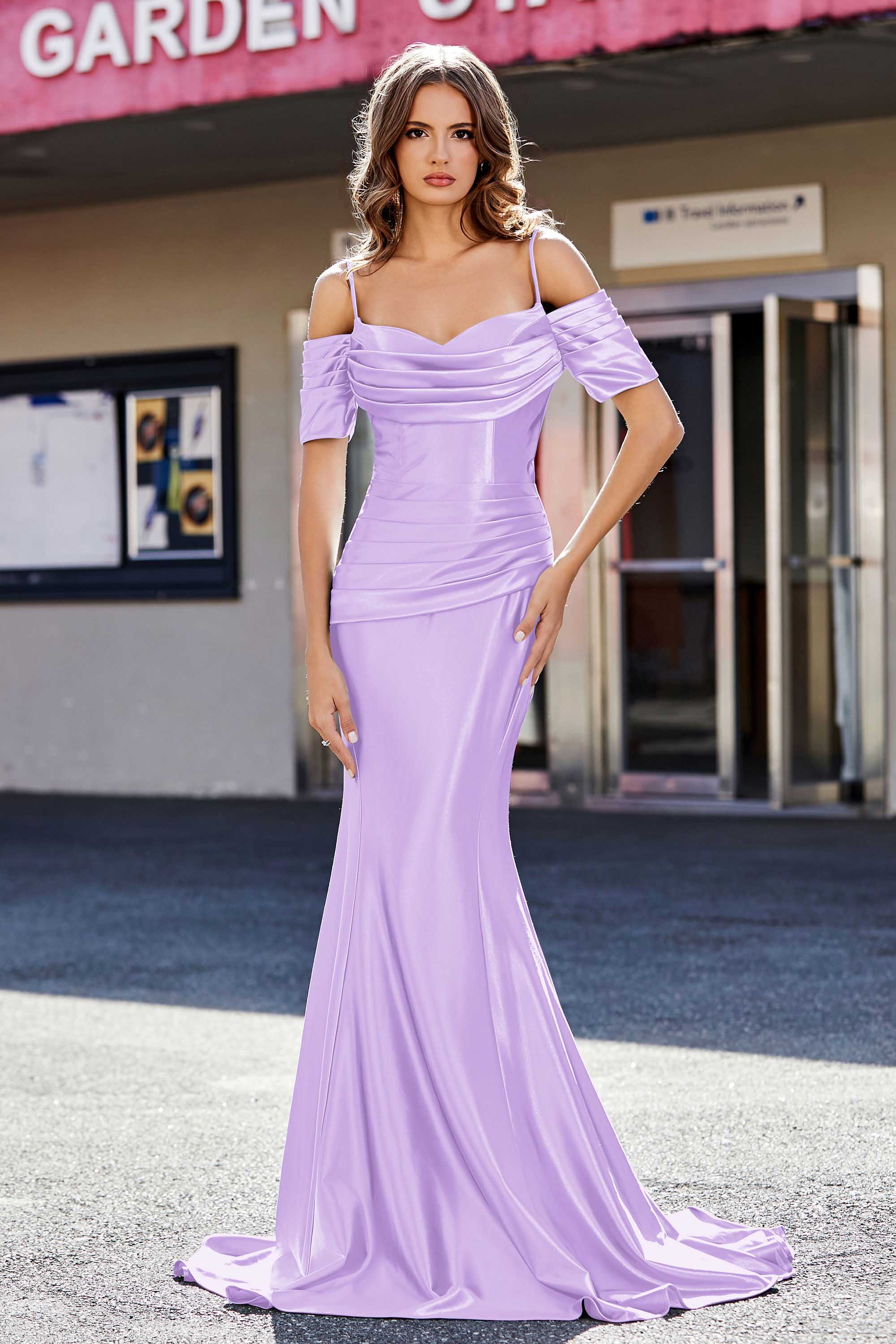 Sweetheart Sweep Train Pleated Satin Formal Evening Mermaid Gown Prom Party Dresses