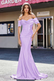 Sweetheart Sweep Train Pleated Satin Formal Evening Mermaid Gown Prom Party Dresses