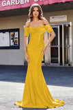 Sweetheart Sweep Train Pleated Satin Formal Evening Mermaid Gown Prom Party Dresses