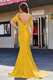 Sweetheart Sweep Train Pleated Satin Formal Evening Mermaid Gown Prom Party Dresses