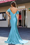 Sweetheart Sweep Train Pleated Satin Formal Evening Mermaid Gown Prom Party Dresses