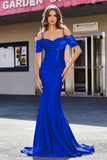 Sweetheart Sweep Train Pleated Satin Formal Evening Mermaid Gown Prom Party Dresses