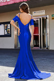 Sweetheart Sweep Train Pleated Satin Formal Evening Mermaid Gown Prom Party Dresses
