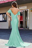 Sweetheart Sweep Train Pleated Satin Formal Evening Mermaid Gown Prom Party Dresses