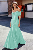 Sweetheart Sweep Train Pleated Satin Formal Evening Mermaid Gown Prom Party Dresses