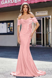 Sweetheart Sweep Train Pleated Satin Formal Evening Mermaid Gown Prom Party Dresses
