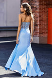High Slit Corset Top Satin Mermaid Formal Evening Gown Prom Party Dresses