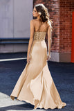 High Slit Corset Top Satin Mermaid Formal Evening Gown Prom Party Dresses