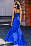 High Slit Corset Top Satin Mermaid Formal Evening Gown Prom Party Dresses