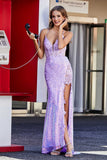 Corset Top Lace Up Back Sequin Formal Evening Gown Prom Party Dresses with Slit
