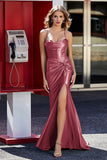 Korsett Plissee Top Meerjungfrau Satin Formale Abendkleid Prom Party Kleider