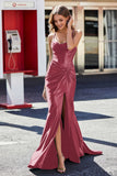Korsett Plissee Top Meerjungfrau Satin Formale Abendkleid Prom Party Kleider