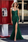Korsett Plissee Top Meerjungfrau Satin Formale Abendkleid Prom Party Kleider
