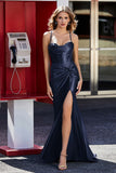 Korsett Plissee Top Meerjungfrau Satin Formale Abendkleid Prom Party Kleider