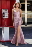 Korsett Plissee Top Meerjungfrau Satin Formale Abendkleid Prom Party Kleider