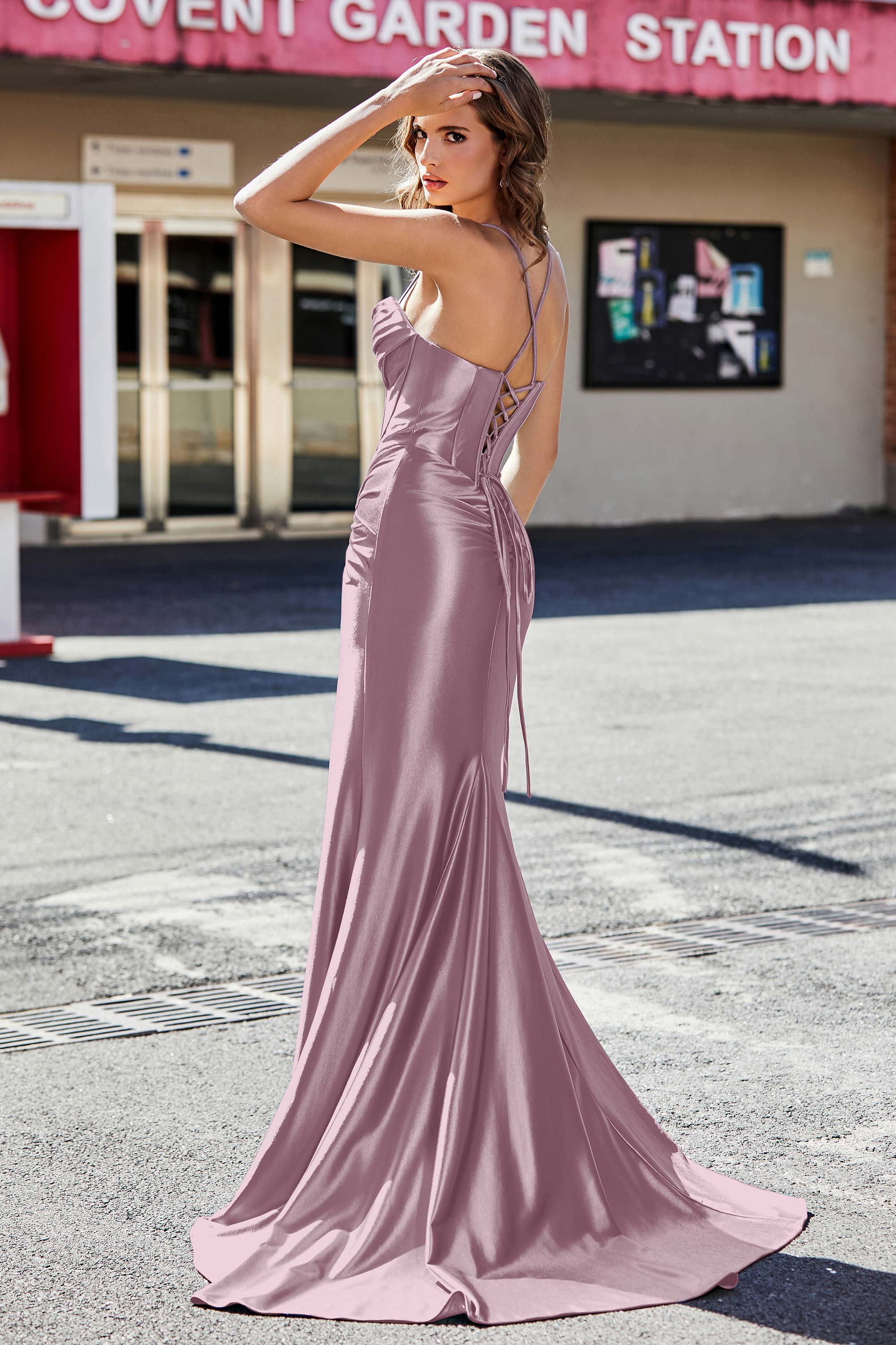 Korsett Plissee Top Meerjungfrau Satin Formale Abendkleid Prom Party Kleider